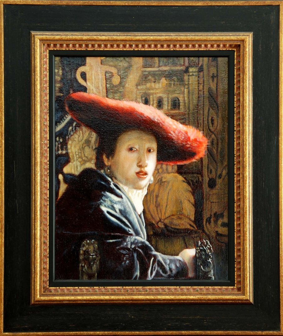 Copie d'après Vermeer " Jeune fille au chapeau rouge"