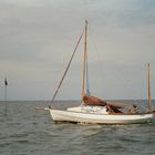 ... cornish crabber in the mud flats at high tide ...