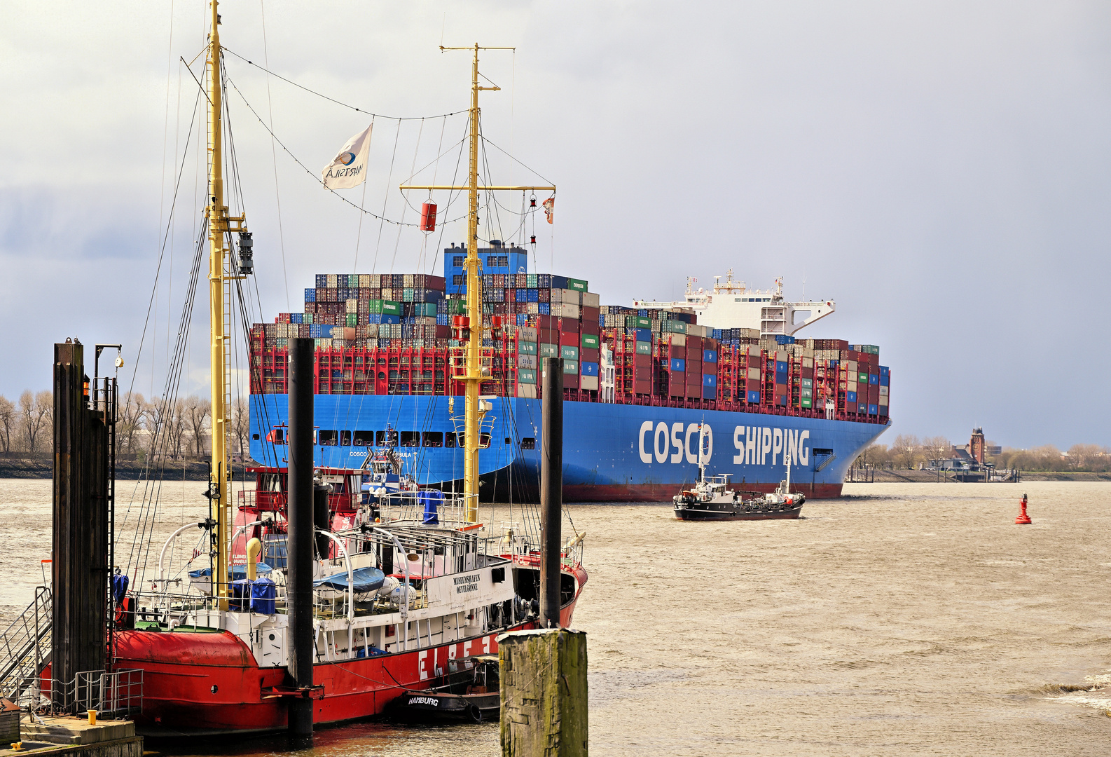 Cosco Shipping Nebula in Höhe Neumühlen