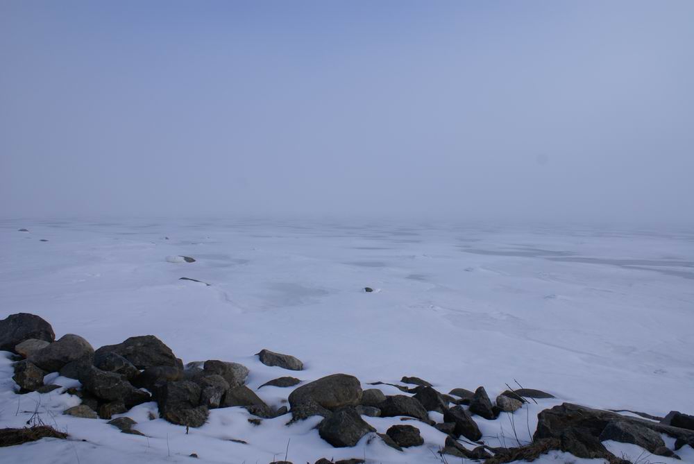 Costal ice in the fog