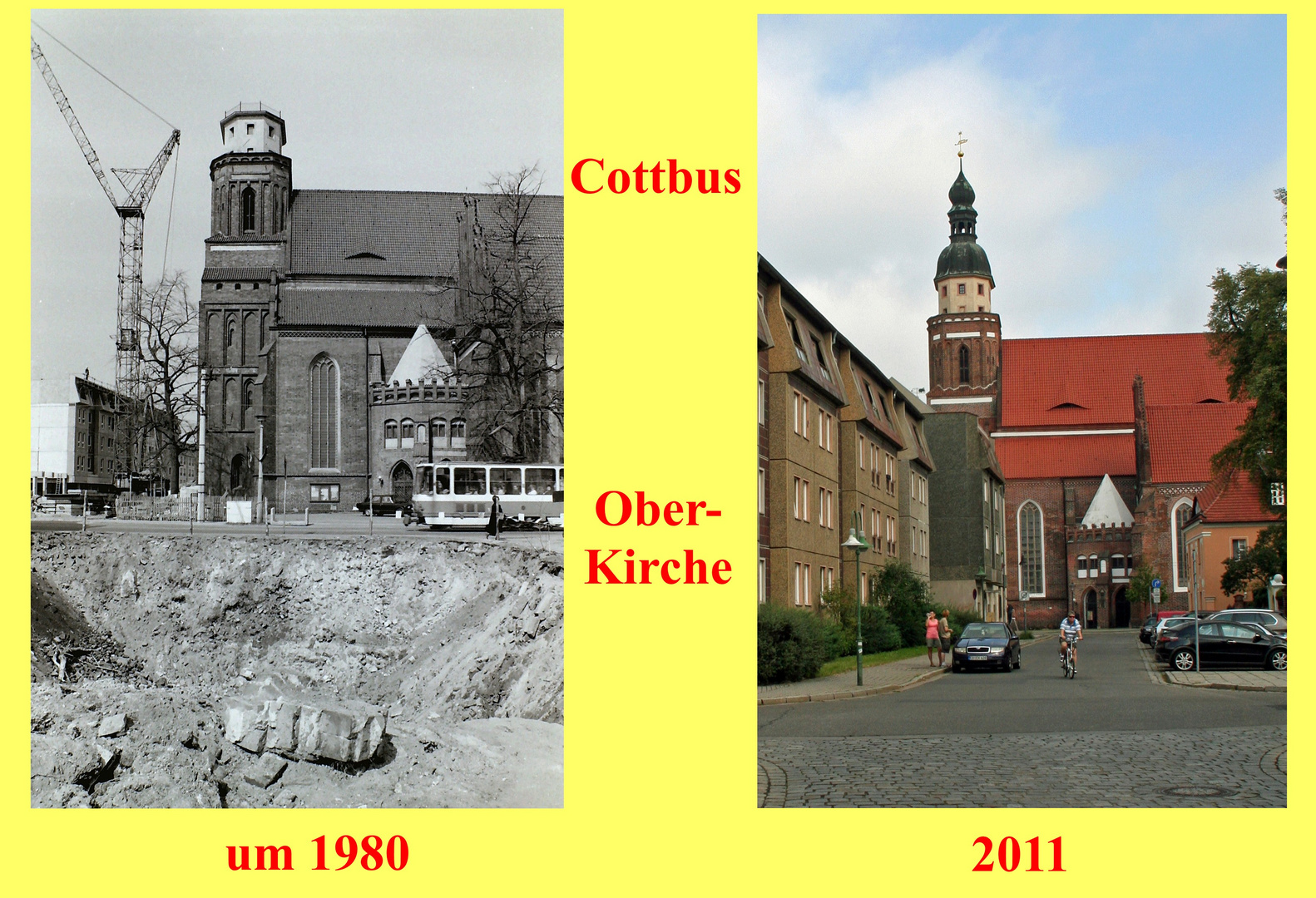 Cottbus: Blick von der Gertraudtenstraße auf die Oberkirche