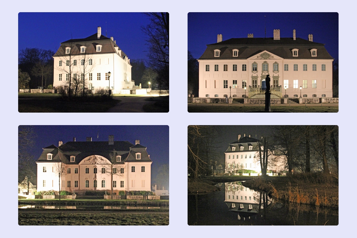 Cottbus: Das Branitzer Schloss bei Nacht