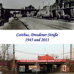 Cottbus: Die Bahnüberführung Straße der Jugend (Dresdner Straße) 1945 und heute