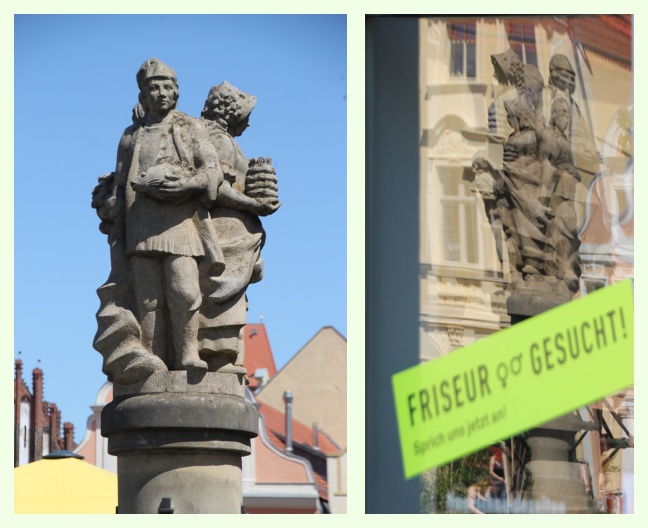 Cottbus: Gespiegelte Brunnenfiguren