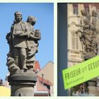 Cottbus: Gespiegelte Brunnenfiguren