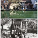 Cottbus: Klein Venedig am Mühlgraben heute und in den 80er Jahren während der Entschlammung