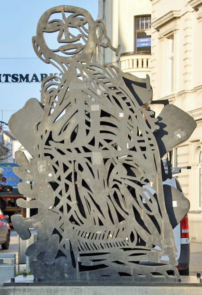 Cottbus: Skulptur am Eingang der Fußgängerzone