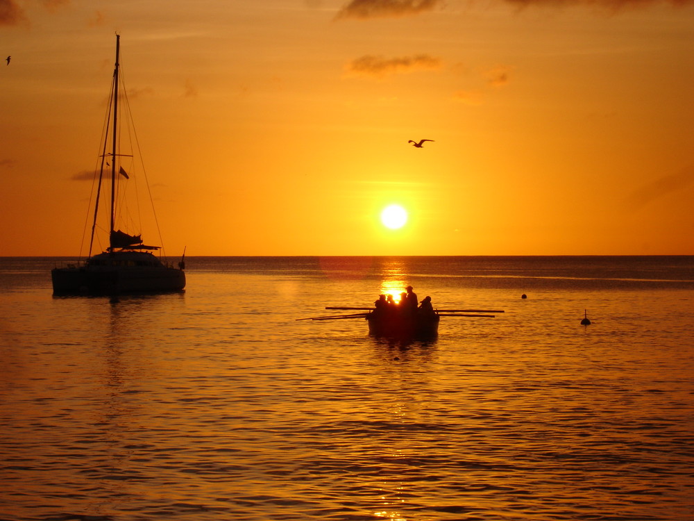 Couché de soleil dans les antilles