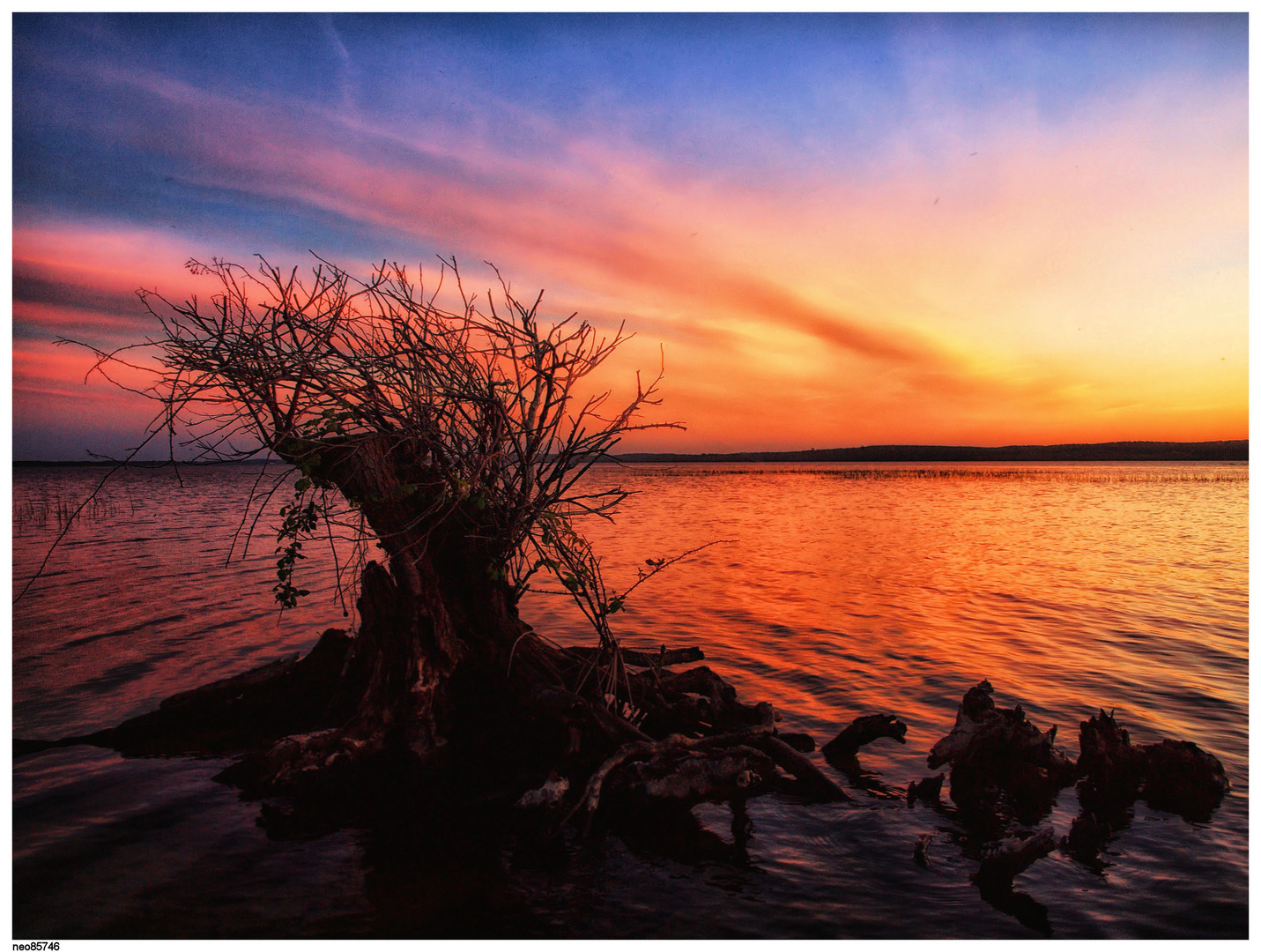 couché de soleil lac