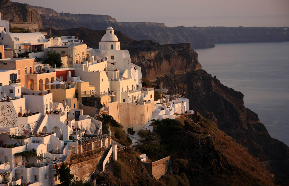 Coucher De Soleil à Fira Santorin Photo Et Image Europe