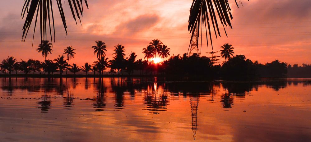 coucher de soleil, Alappuzha (Inde)