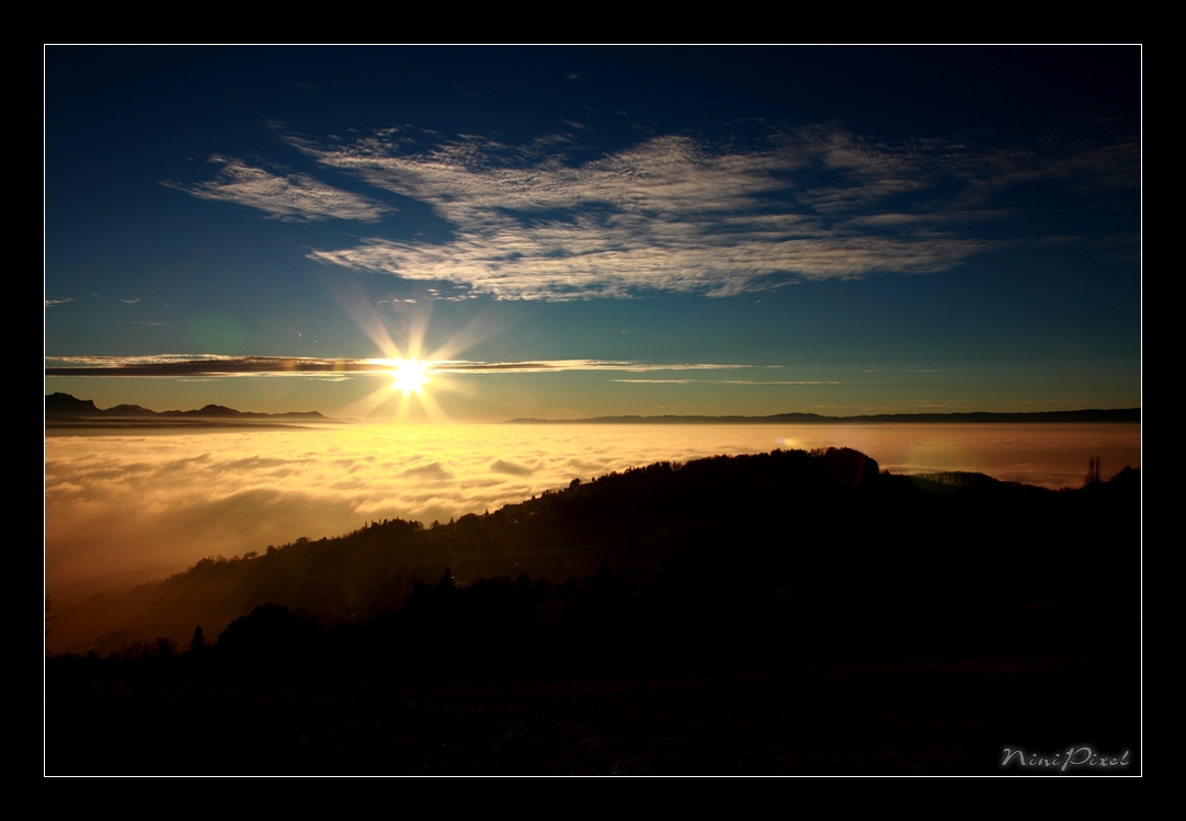 Coucher de Soleil au-dessus de la mer... de brouillard !