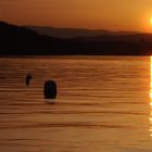 coucher de soleil au lac d'annecy.