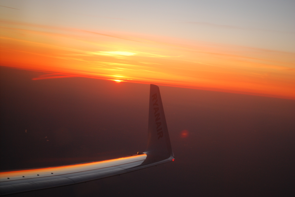 Coucher de soleil en avion