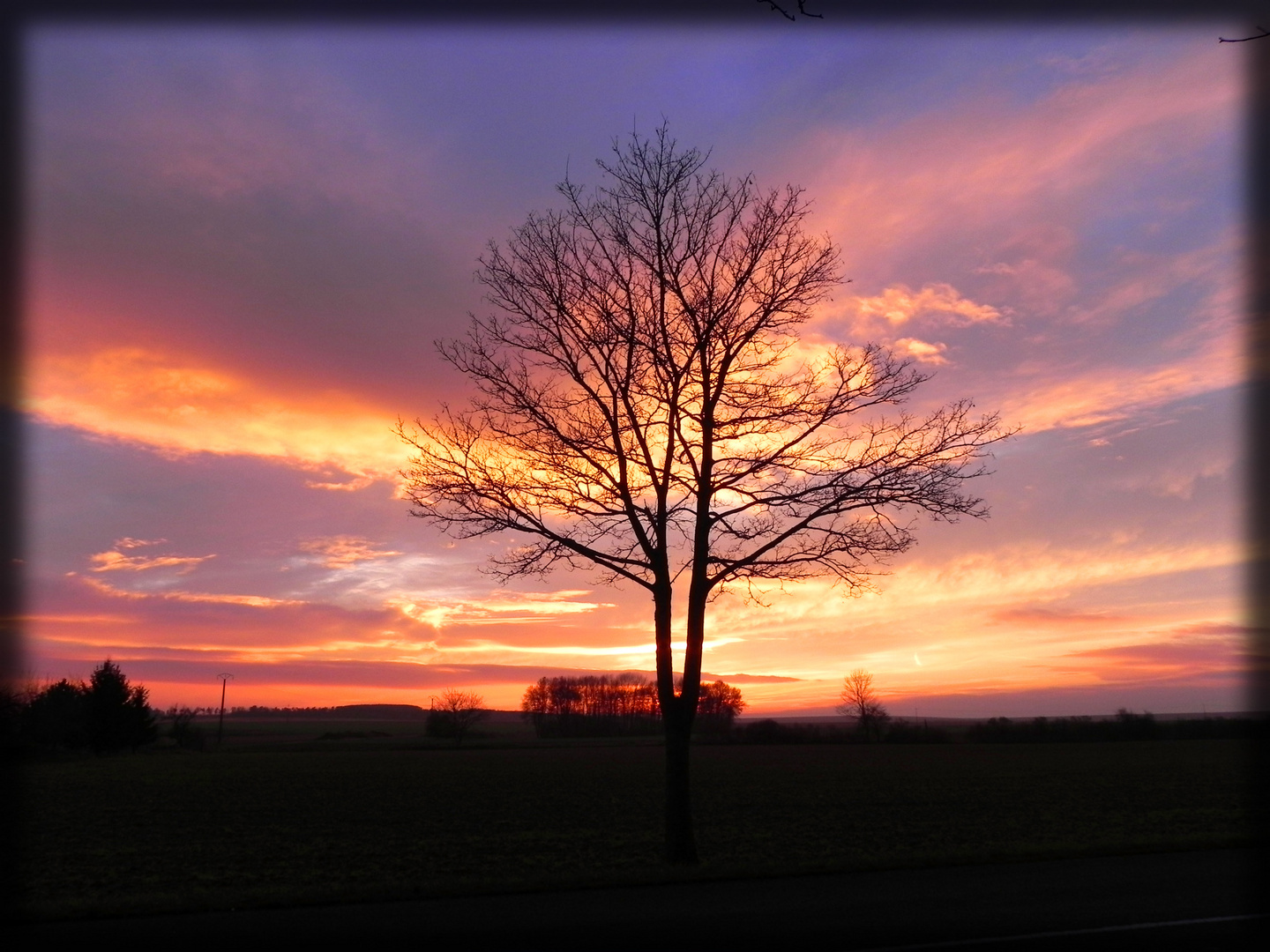 Coucher de soleil en hiver