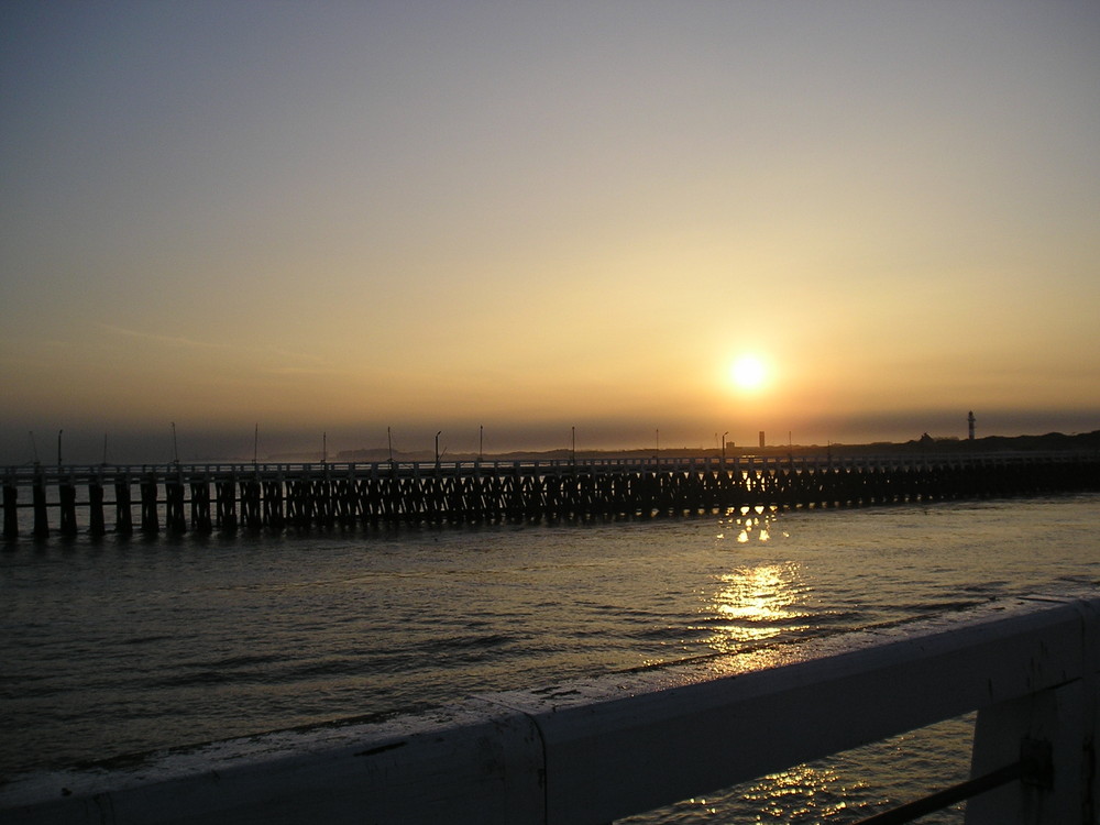 coucher de soleil en mer du Nord