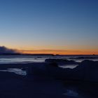 coucher de soleil et mur de neige