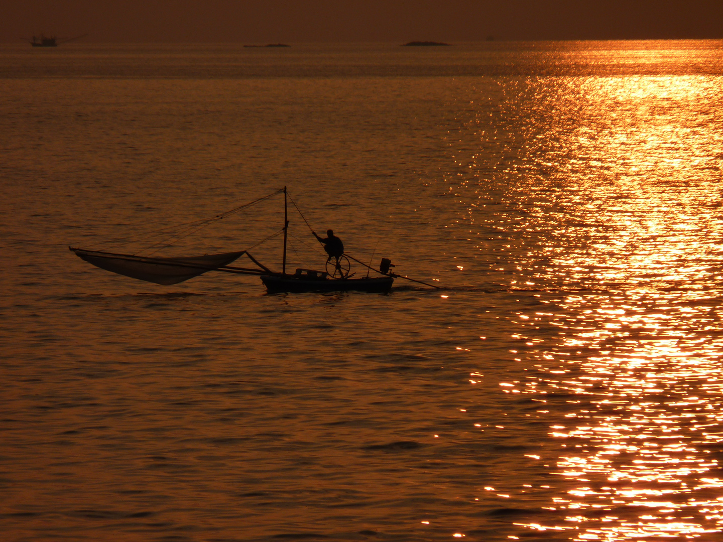 Coucher de soleil sur crevettier thaï