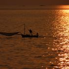 Coucher de soleil sur crevettier thaï