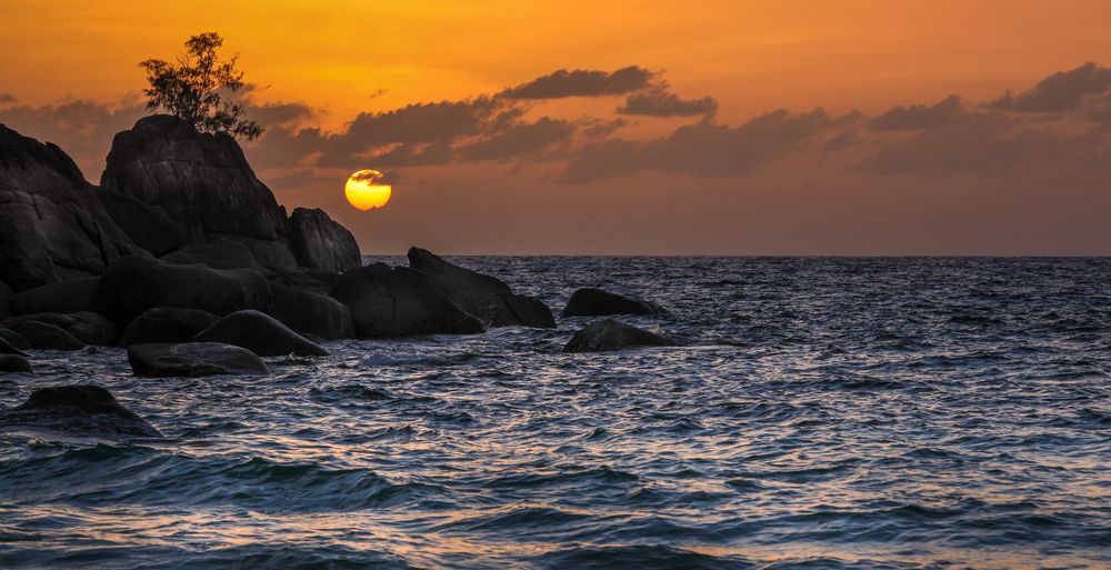 Coucher de soleil sur la Anse Soleil