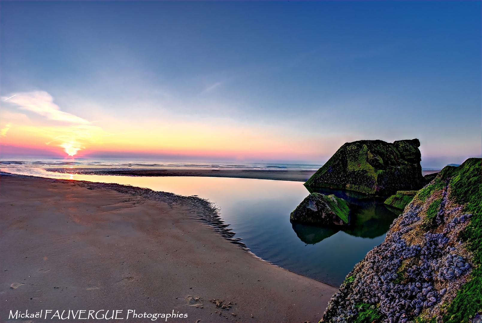 Coucher de soleil sur la baie de Wissant