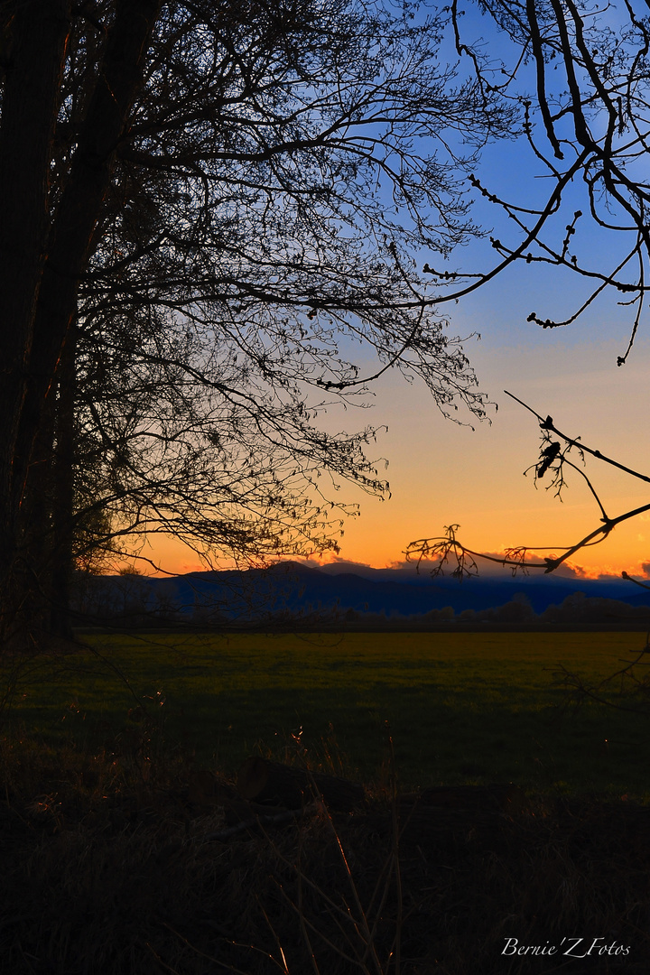 Coucher de soleil sur la campagne