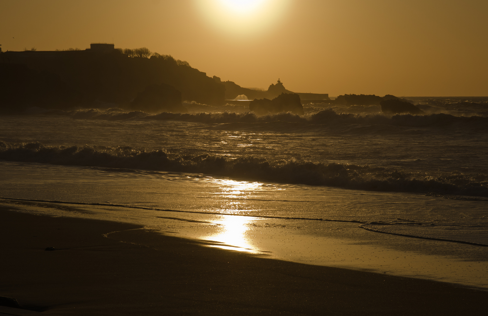 Coucher de soleil sur la grande plage