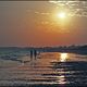 Coucher de soleil sur la plage de Penvins MORBIHAN