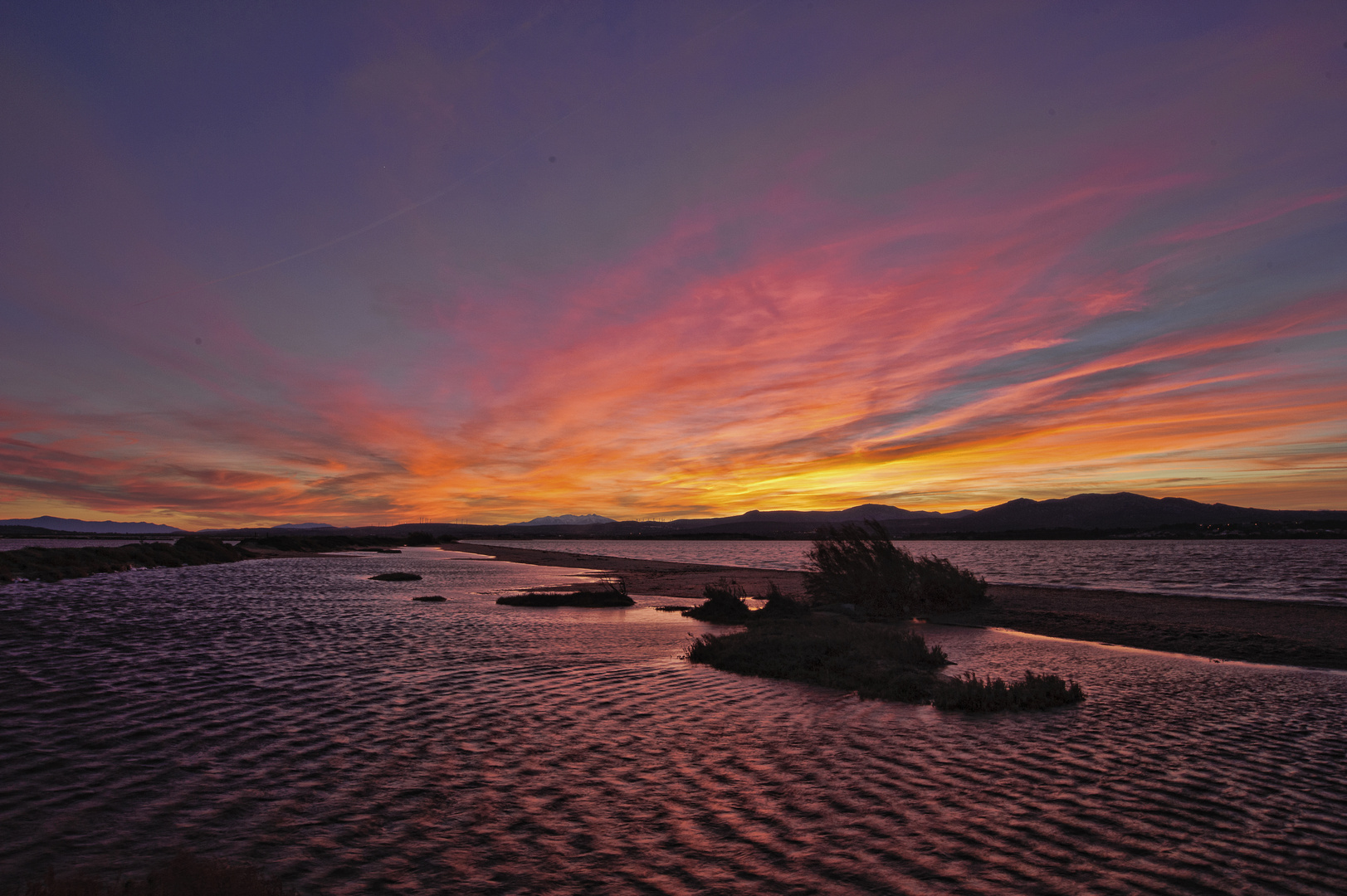 Coucher de soleil sur lagune