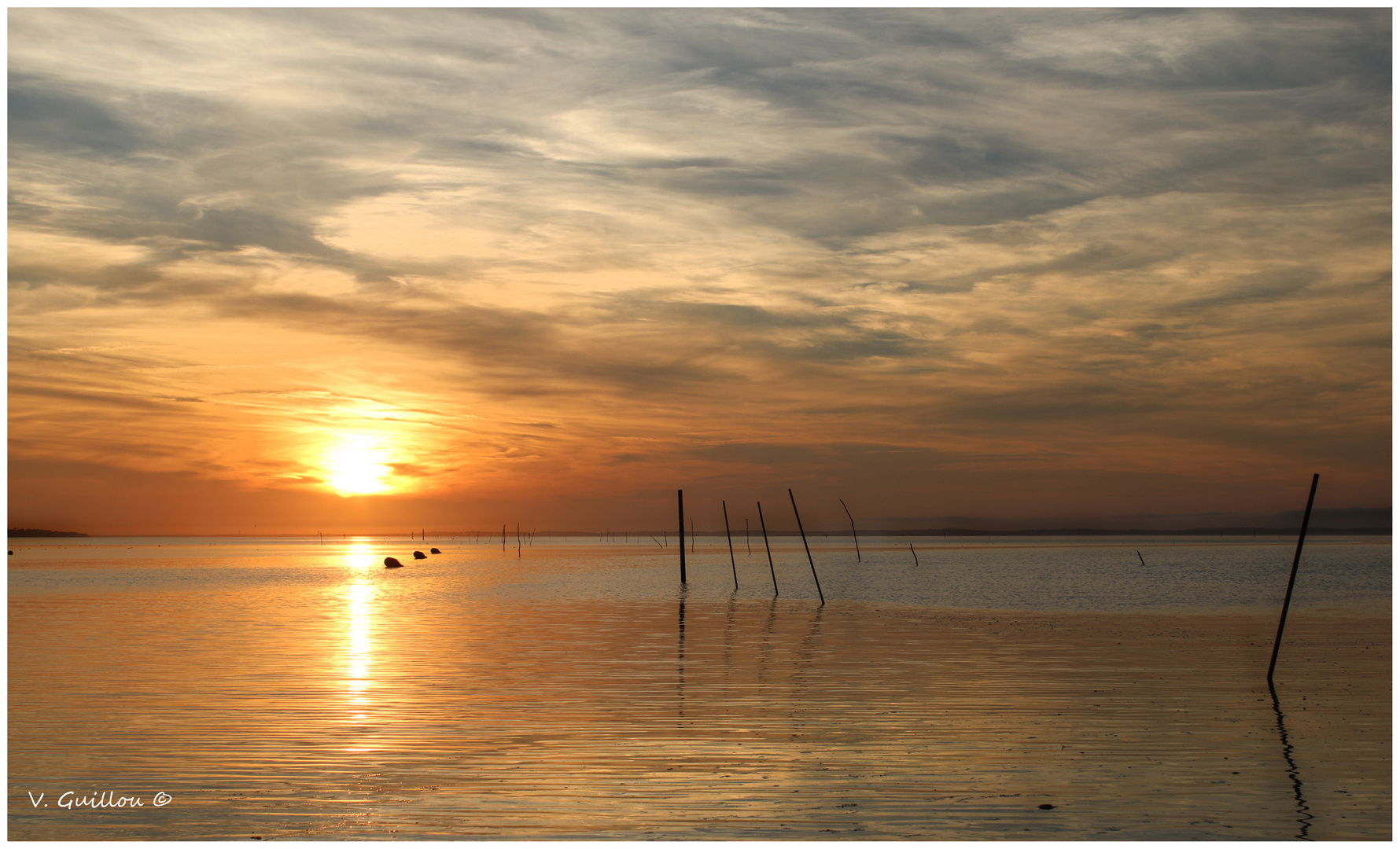 Coucher De Soleil Sur Le Bassin Darcachon Photo Et Image