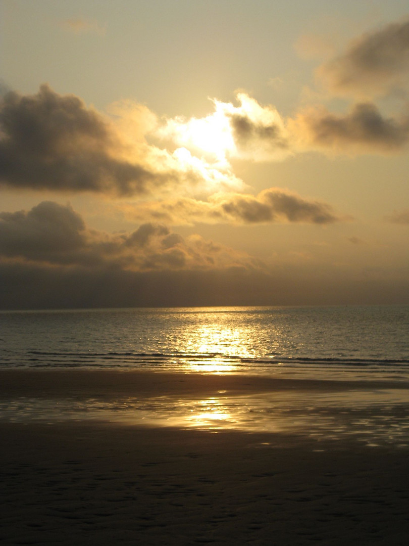 coucher de soleil sur le mer du nord