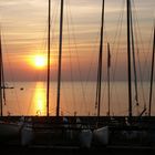 Coucher de soleil sur l'école de voile à Pénestin