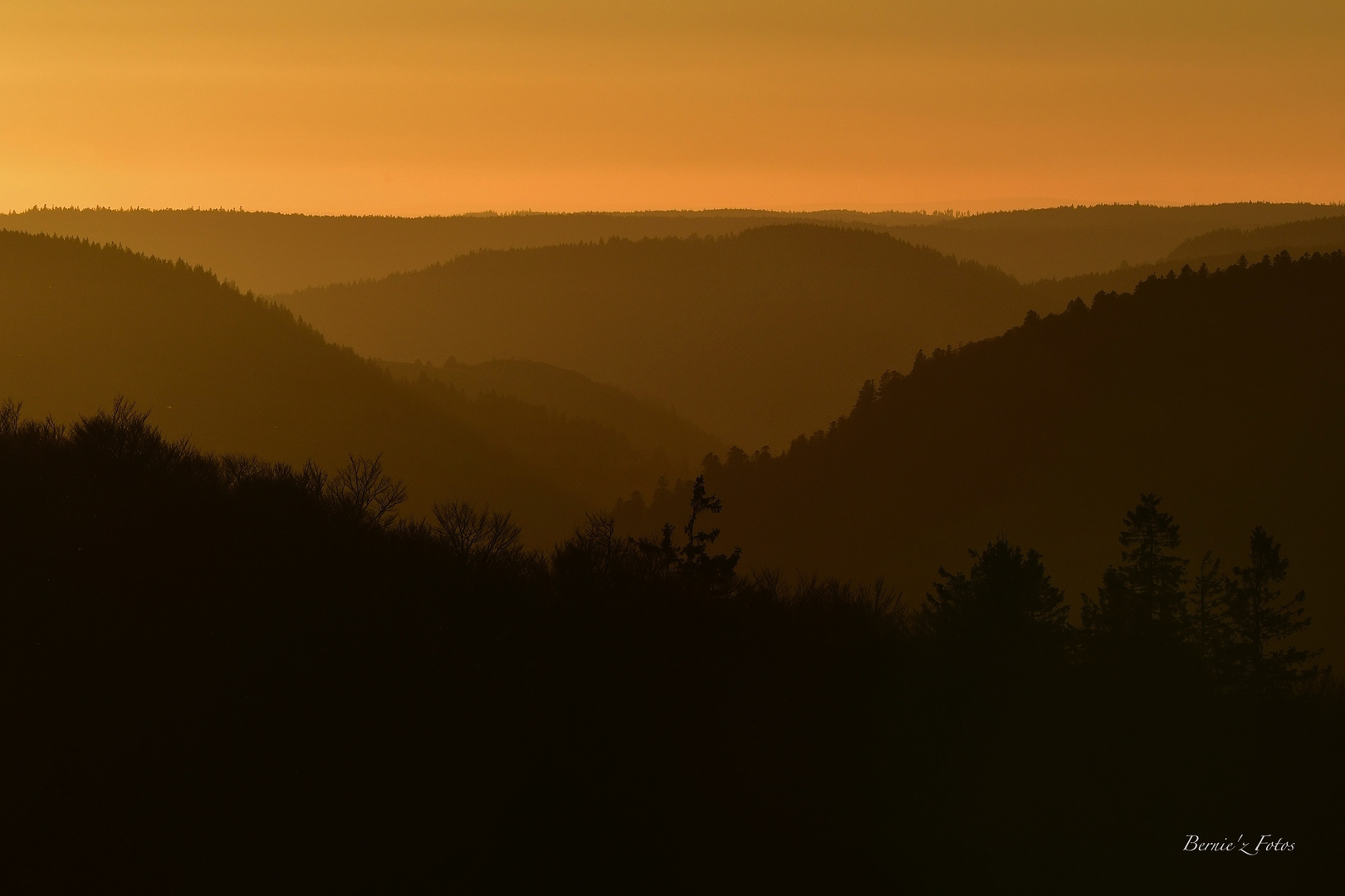 Coucher de soleil sur les crêtes Vosgiennes