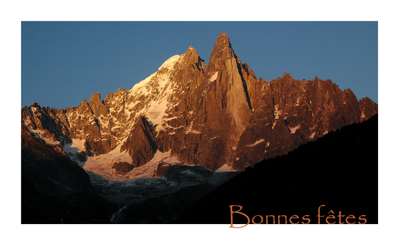 Coucher de soleil sur les Drus - Chamonix