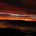 Coucher de soleil sur les montages de la vallée de grenoble