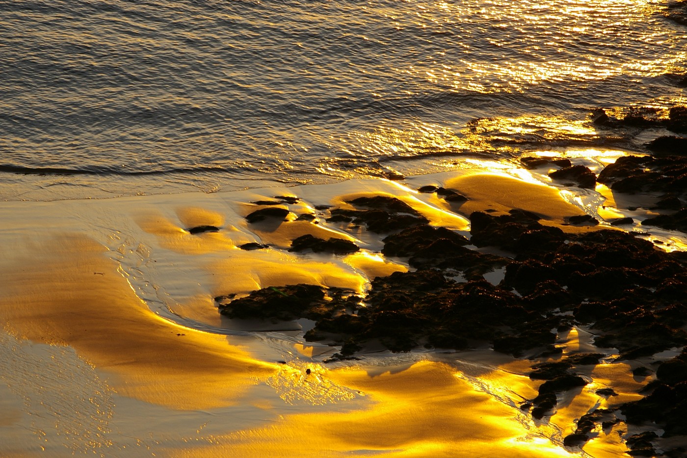 coucher de soleil sur plage de St Malo