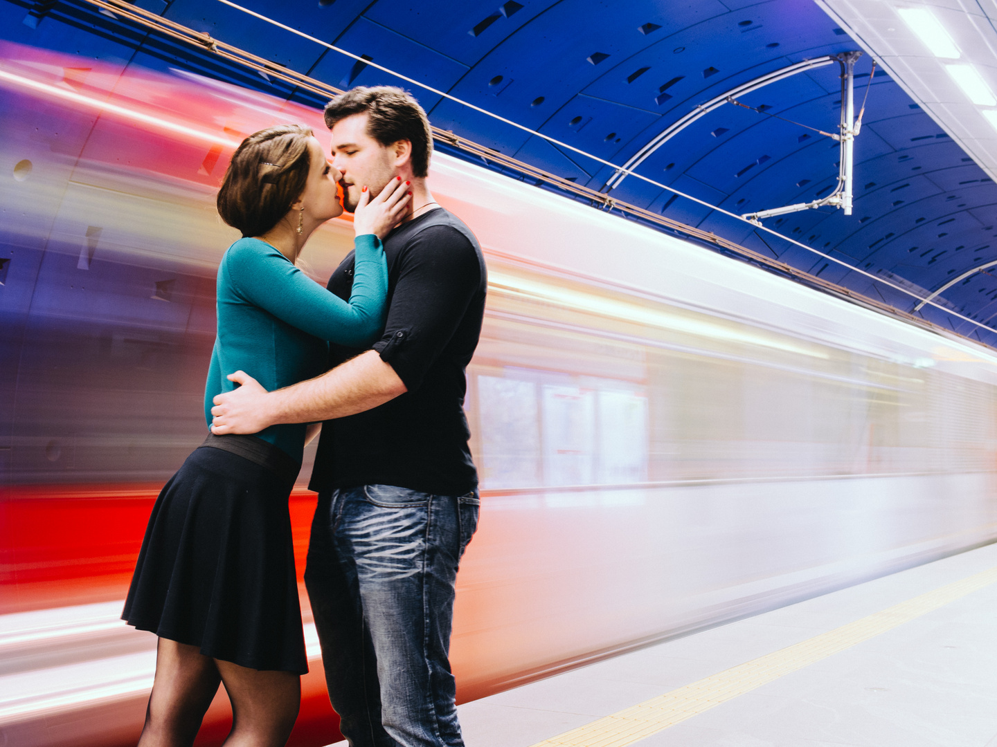 Couple at the train station