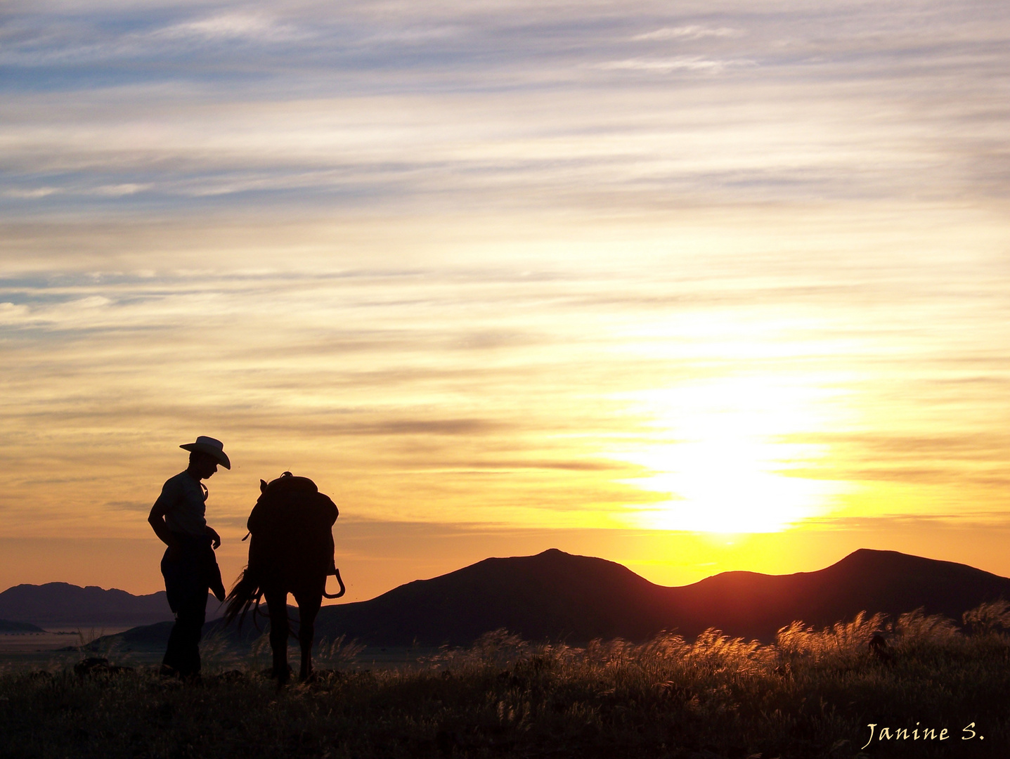 Cowboy im Sonnenuntergang