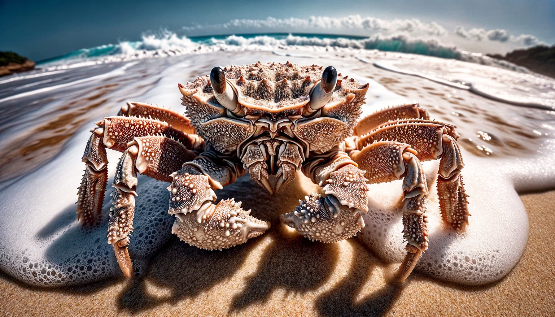 Crab on the beach (KI-Bild erzeugt mit DALL·E 3)