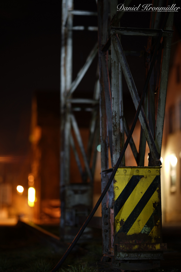 Crane at night 