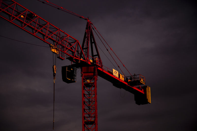 Crane in stormy sky