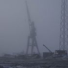 Crane in the fog