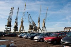 Cranes at a Parking at van Meterenkaai - 01