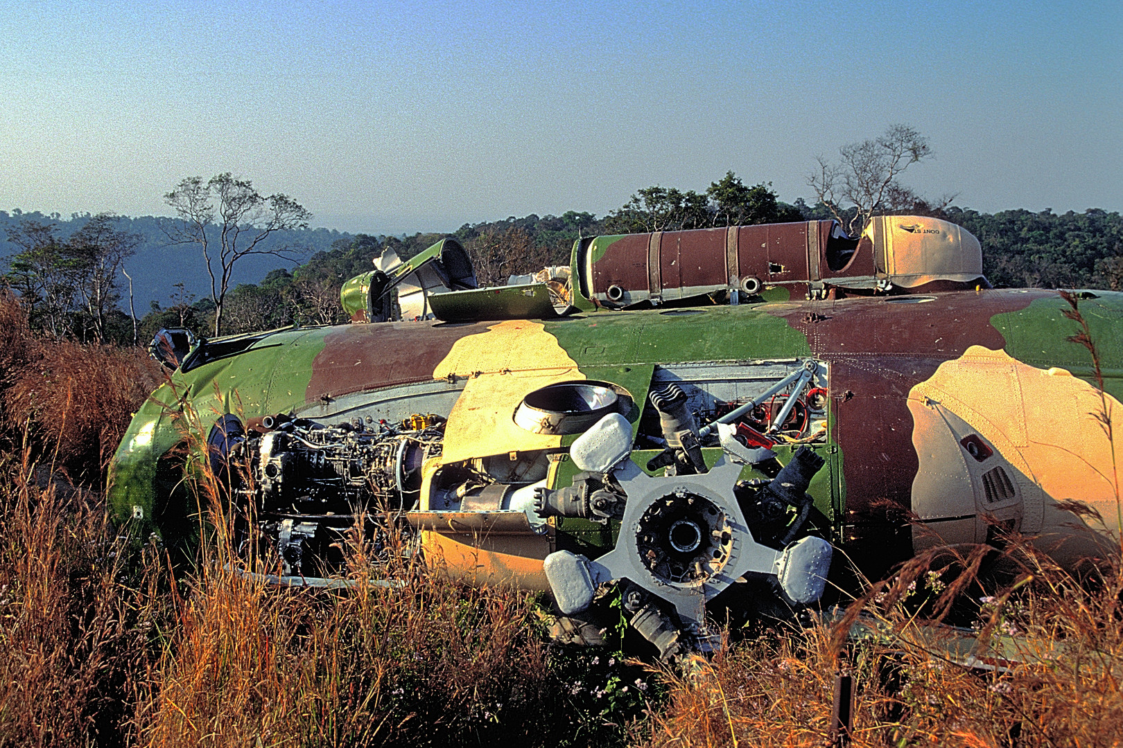 Crashed down helicopter at the Preah Vihear premise