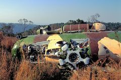 Crashed down helicopter at the Preah Vihear premise