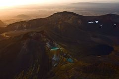 Crater lakes near Mt-Ngauruhoe in Sunset
