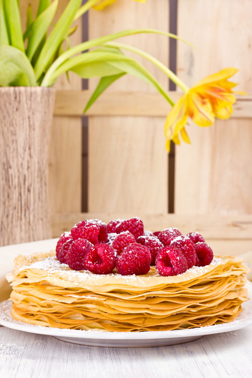 Crepes with fresh raspberries (France)