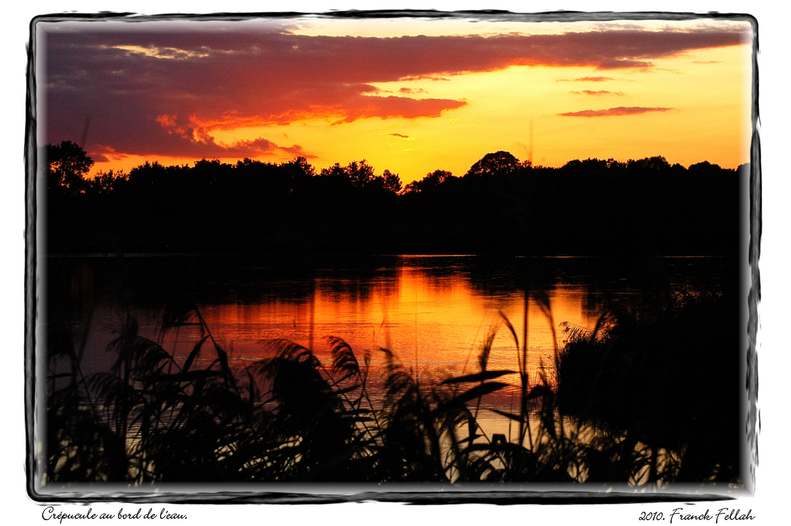 Crépuscule au bord de l'eau.