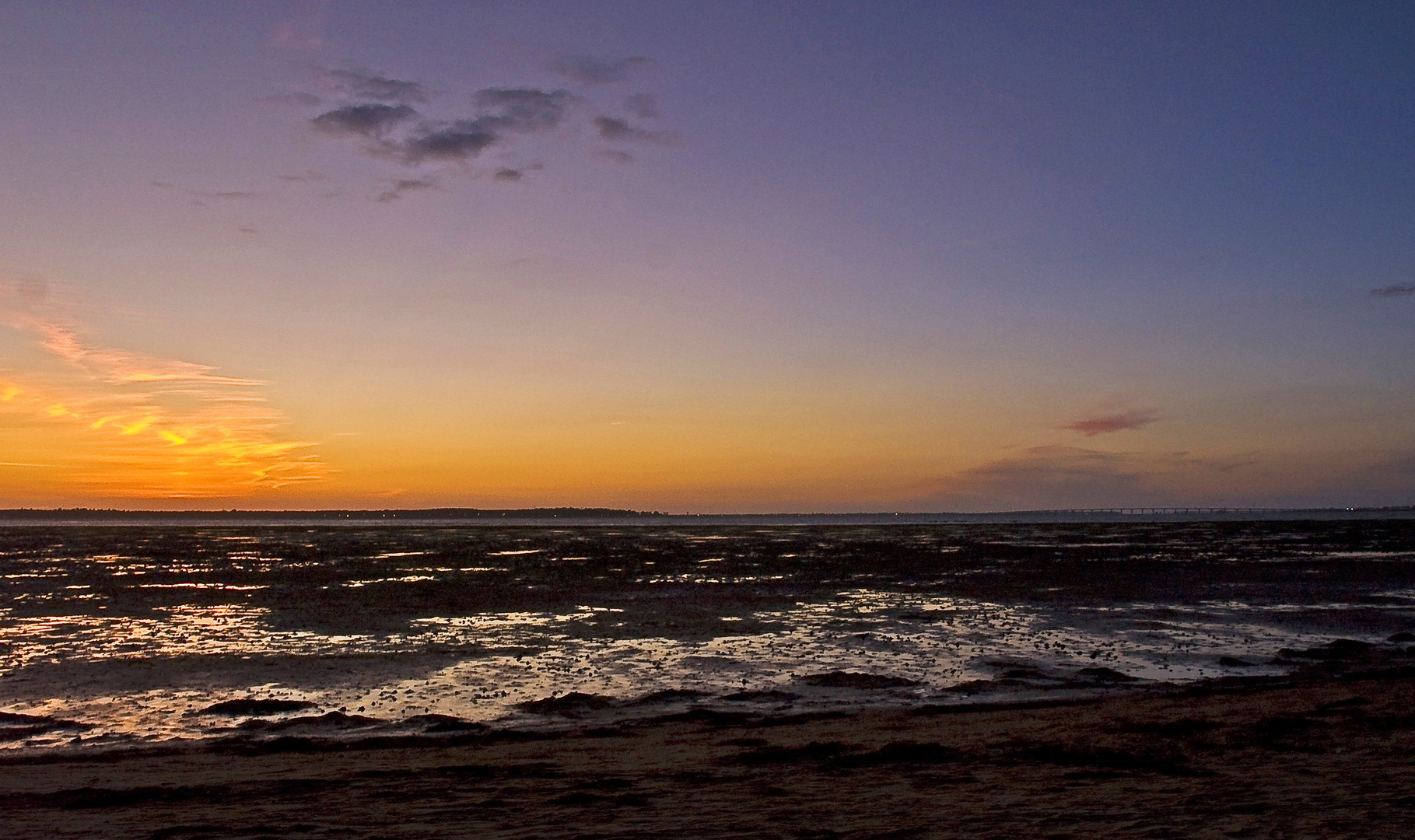 Crépuscule sur l’estran du bassin de Marennes-Oléron