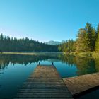 Crestasee Morgens mit den ersten Sonnenstrahlen